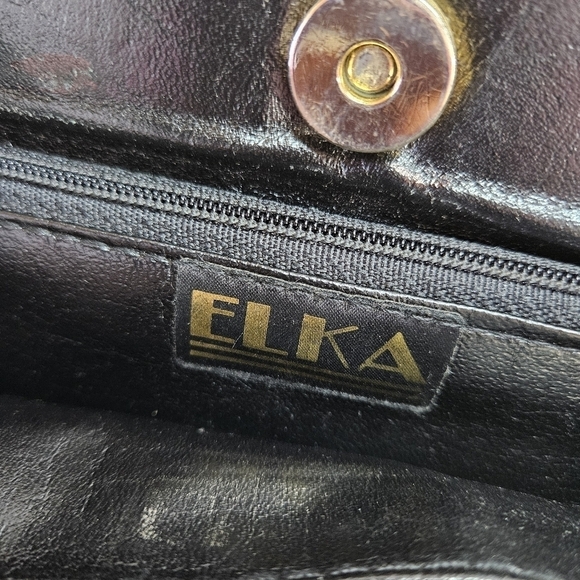 VINTAGE ELKA Black Metal Mesh Lucite Plastic Handle Satchel Bag - Picture 8 of 9
